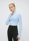 FlexEase™ Cropped Workout Front Zip Stretchy Fitted Long Sleeve Jacket