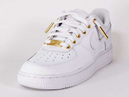 Custom Air Force 1 Low White & Gold (BIG KIDS) – Primo Black