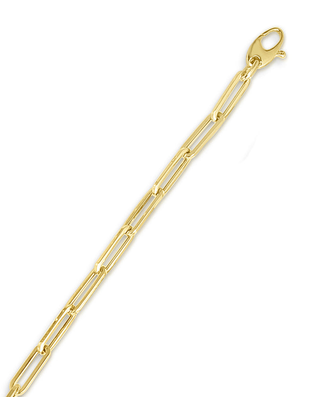 4.2mm Paper Clip Solid Link Chain Bracelet in 14K Gold - 7.5