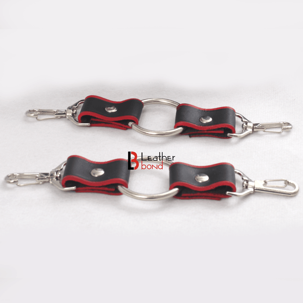 Heavy Padded Leather Bondage Cuffs Red and Black