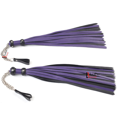 Genuine Suede Leather Flogger Purple & Black Leather whip 25 Tails 