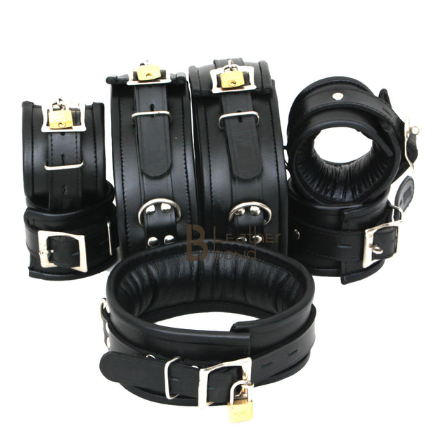 BDSM Set, Luxury Restraints, Bondage Set, Leather Bondage, BDSM Handcuffs,  Thigh Cuffs, Bondage Cuffs, BDSM Gear