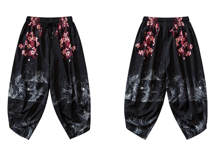 Harajuku Streetwear - Japanese Style Floral Kimono Pants - High Quality Japanese Streetwear, Harajuku Style Fashion and Asian Streetwear