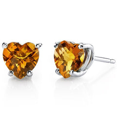 Citrine Heart Stud Earrings