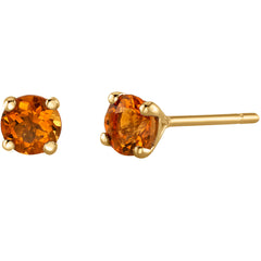 Round Citrine Solitaire Stud Earrings