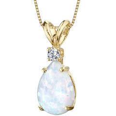 White Opal Yellow Gold Pendant