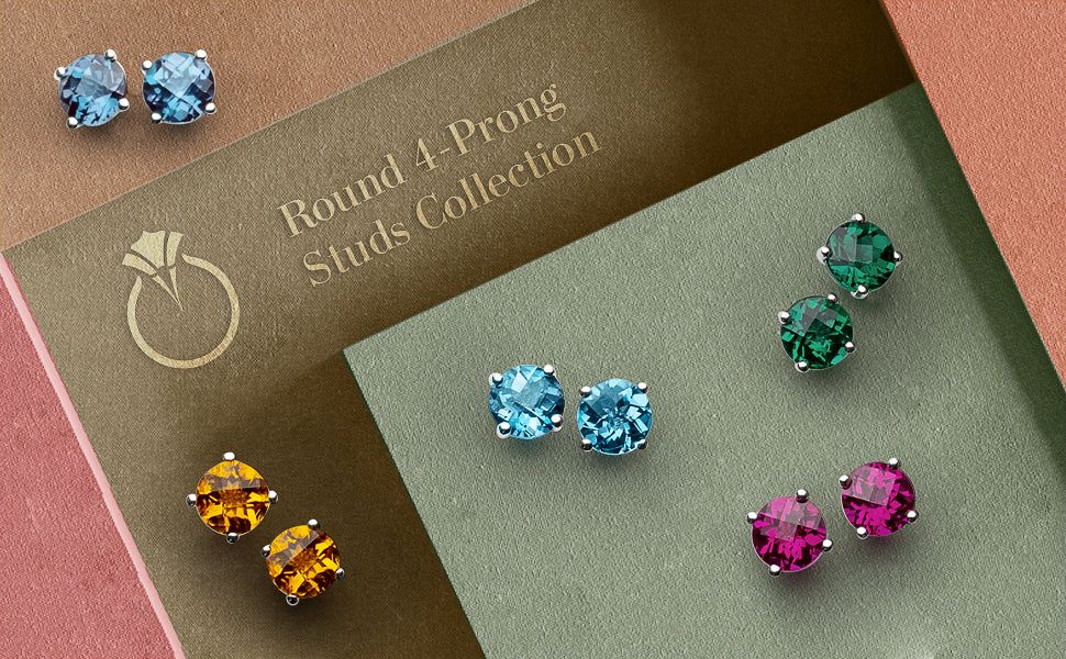 Round Gemstone Studs