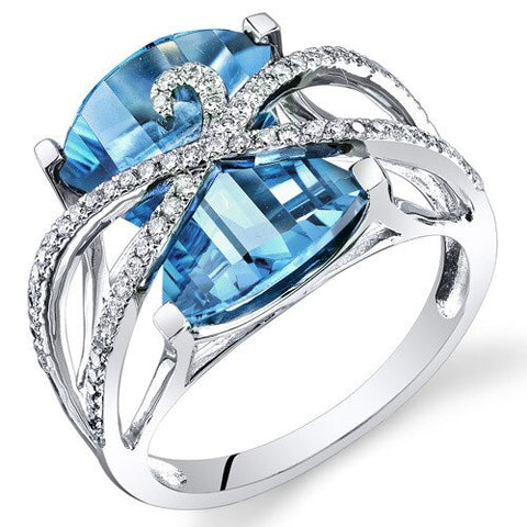 Swiss Blue Topaz Baroness Cut Ring