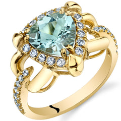 14K Yellow Gold Trillion Shape Aquamarine Ring - R62966