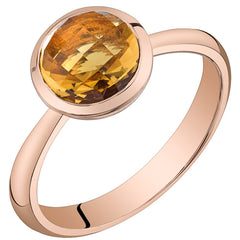 14K Rose Gold Citrine Solitaire Dome Ring