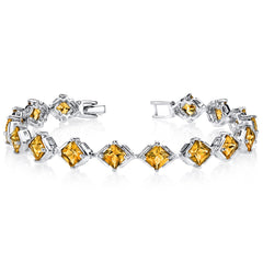 Princess Cut Citrine Sterling Silver Bracelet