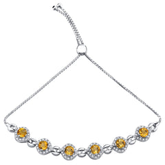 Sterling Silver Citrine Adjustable Bracelet