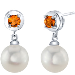 Freshwater Cultured Pearl & Citrine Dangle Earrings