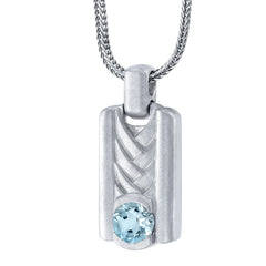 Sterling Silver Aquamarine Chevron Pendant Necklace - SN12062