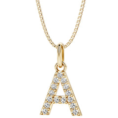 Letter A Diamond Initial Pendant Necklace Sterling Silver
