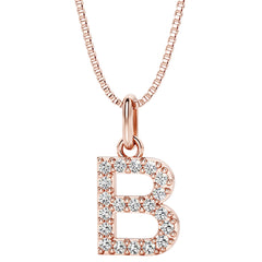 Letter A to Z Lab Grown Diamond Initial Pendant Necklace in Sterling Silver