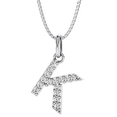 Letter A to Z Diamond Initial Pendant Necklace Sterling Silver