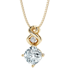 Aquamarine and Lab Grown Diamond Infinity Pendant Necklace in 14K Yellow Gold Plated