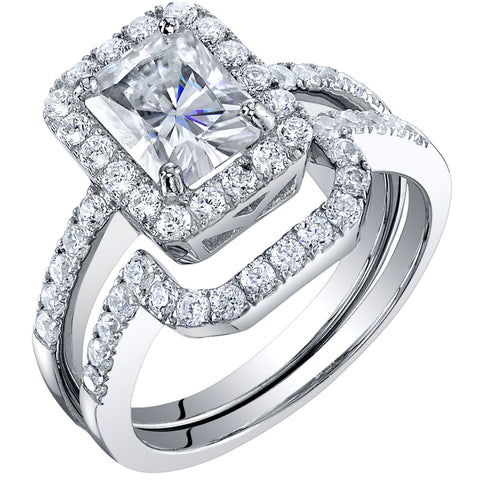 2 Carat Moissanite Radiant Cut Halo Engagement Ring - SR12066