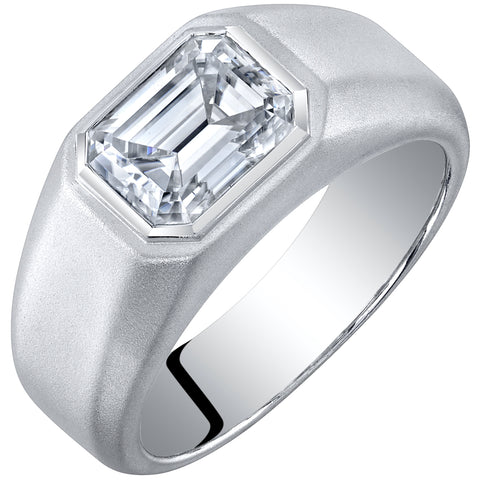 Men's Moissanite Signet Engagement Ring in Sterling Silver-SR12074
