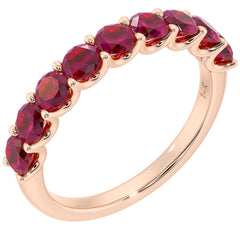 Ruby 9-Stone Half Eternity Band Ring 14K Gold 1 Carat