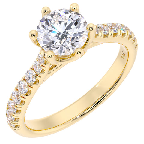 1.25 Carats Round Solitaire Engagement 14K Yellow Gold Ring - T10100YG