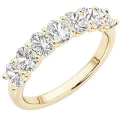 7-Stone Diamond Half Eternity Ring Band 14K Gold Oval Shape
