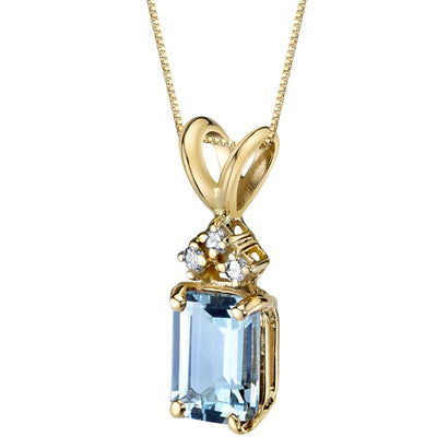 Aquamarine Diamond Pendant 14K Yellow Gold Oval | P9658 | Peora