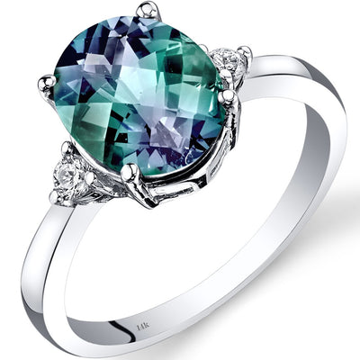 Alexandrite Diamond Ring 14K White Gold Trillion | R62364 | Peora