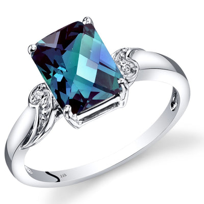 Alexandrite Diamond Ring 14K White Gold Trillion | R62364 | Peora