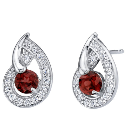 Sterling Silver garnet Earrings oval 3 ct | SE8872 | Peora