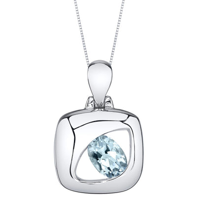 Sterling Silver Aquamarine Pendant Cushion | Peora.com