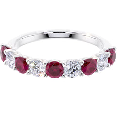 Peora Ruby and Diamond half eternity ring band 14k Gold