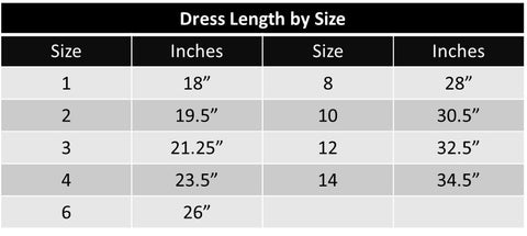 Size Chart Girls Dress