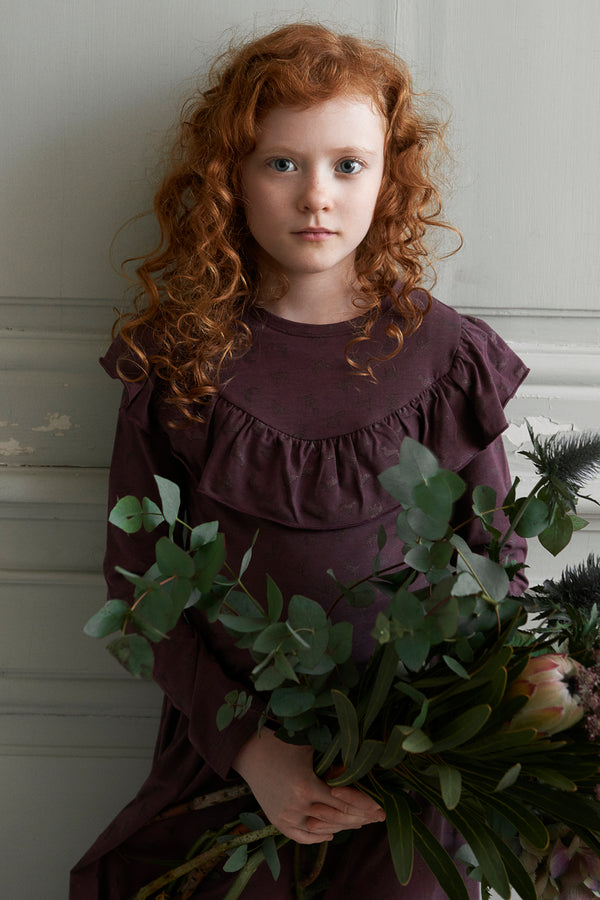 Wheat Didde Ruffle Girls Top - Mini Ruby