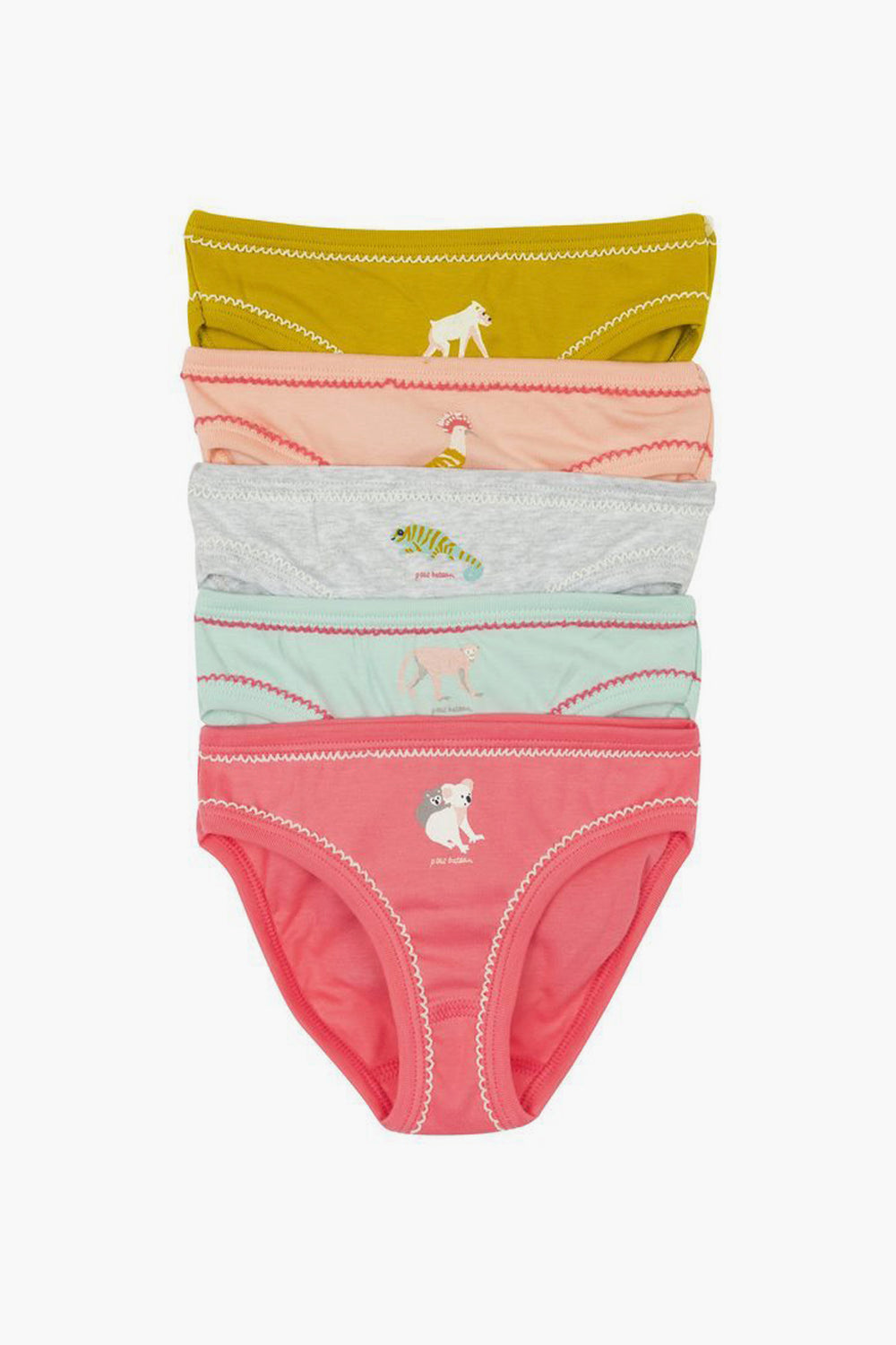 Petit Bateau 5-Pack Girls Underwear - Animals - Mini Ruby