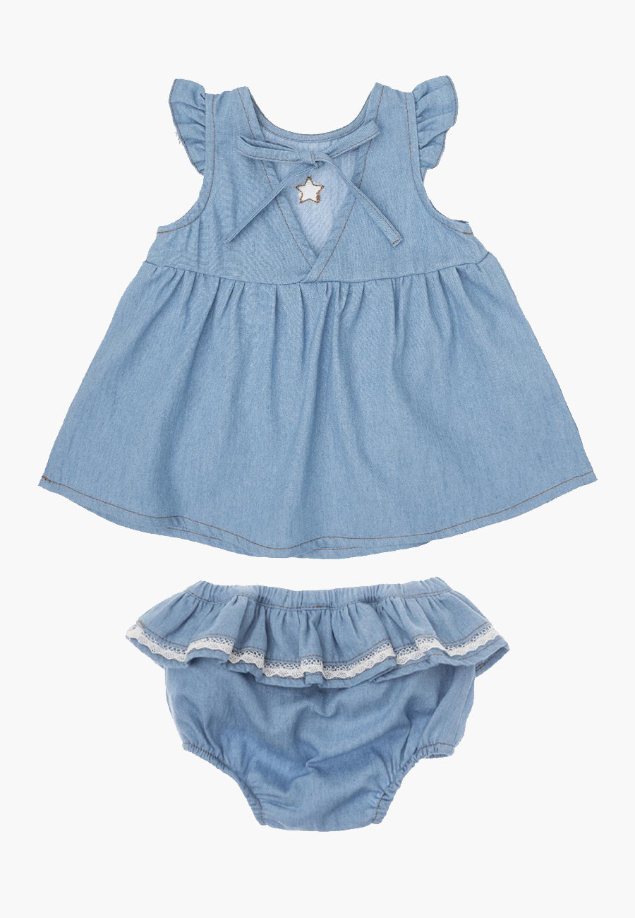 Baby Girl Dress Tocoto Vintage Baby Chambray Set – Mini Ruby