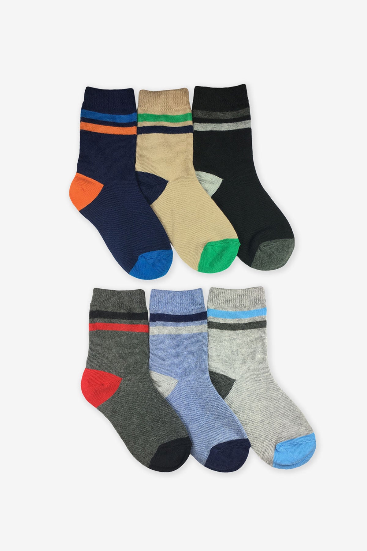Jefferies Socks Stripe Crew Kids Socks 6-Pack – Mini Ruby