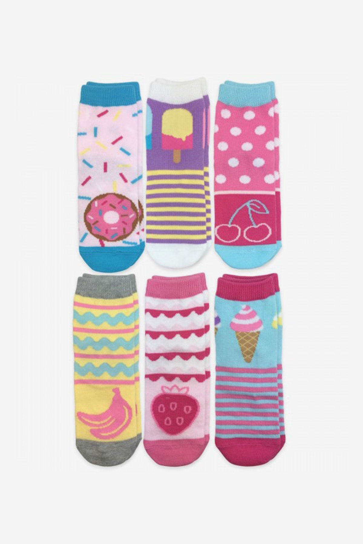 Jefferies Socks Sweet Treats Crew Kids Socks 6-Pack – Mini Ruby