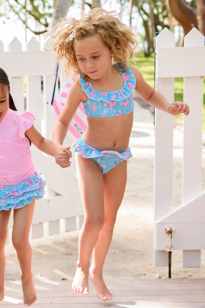 Væve frugtbart dom Snapper Rock Blue Flamingo Sports Girls Bikini – Mini Ruby