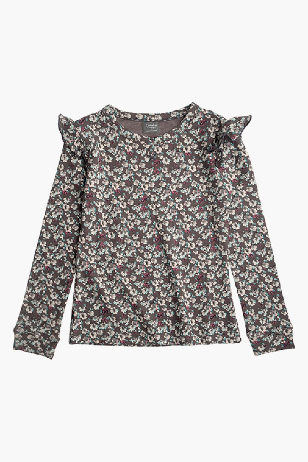 Tocoto Vintage Liberty Flower Ruffle Girls Shirt