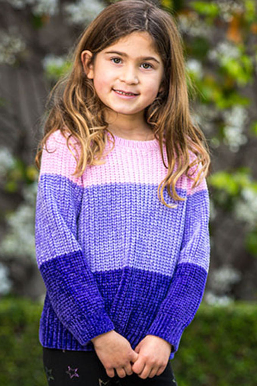 Design History Purple Colorblock Kids Sweater