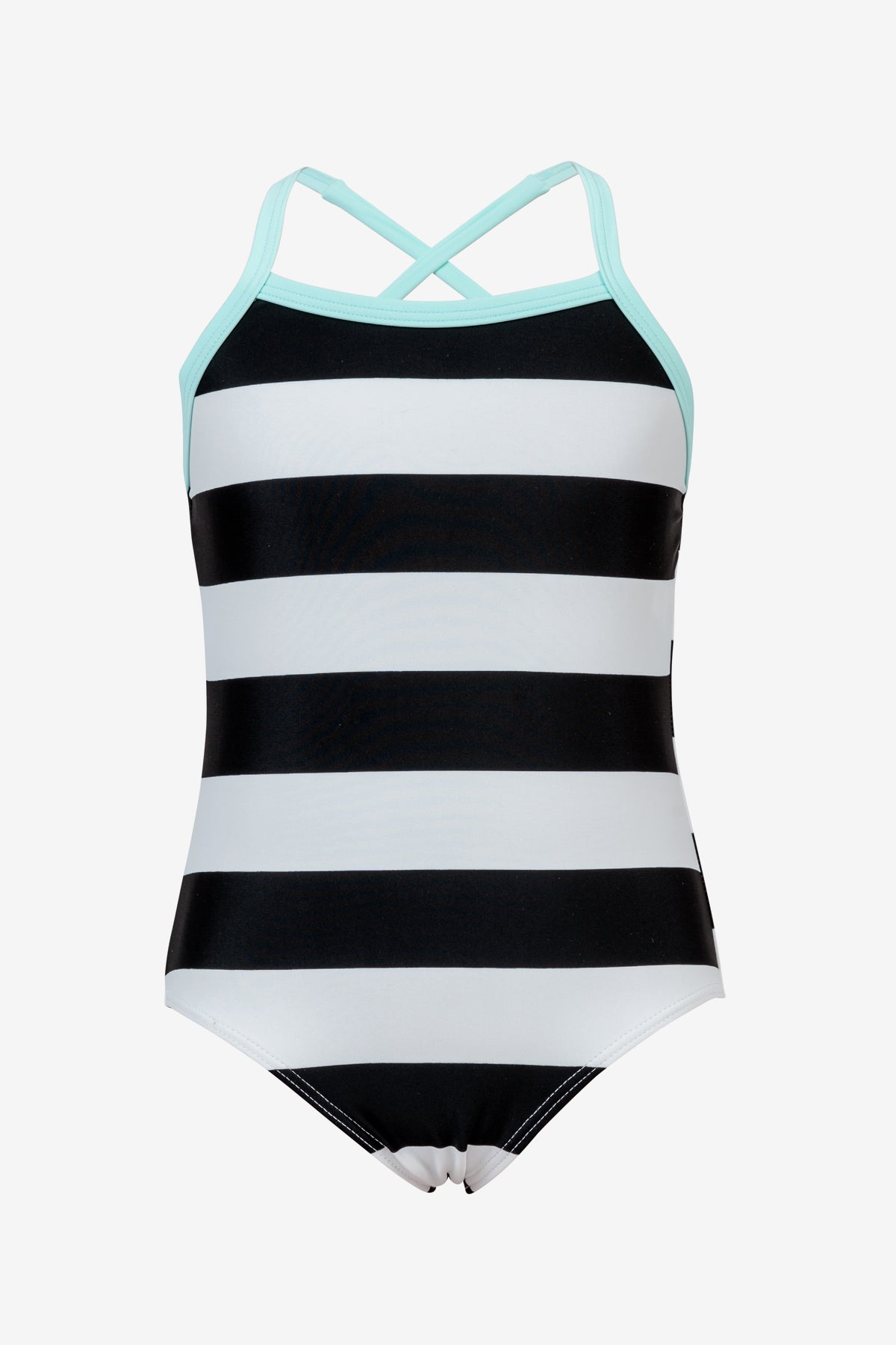 black and white striped swimsuit