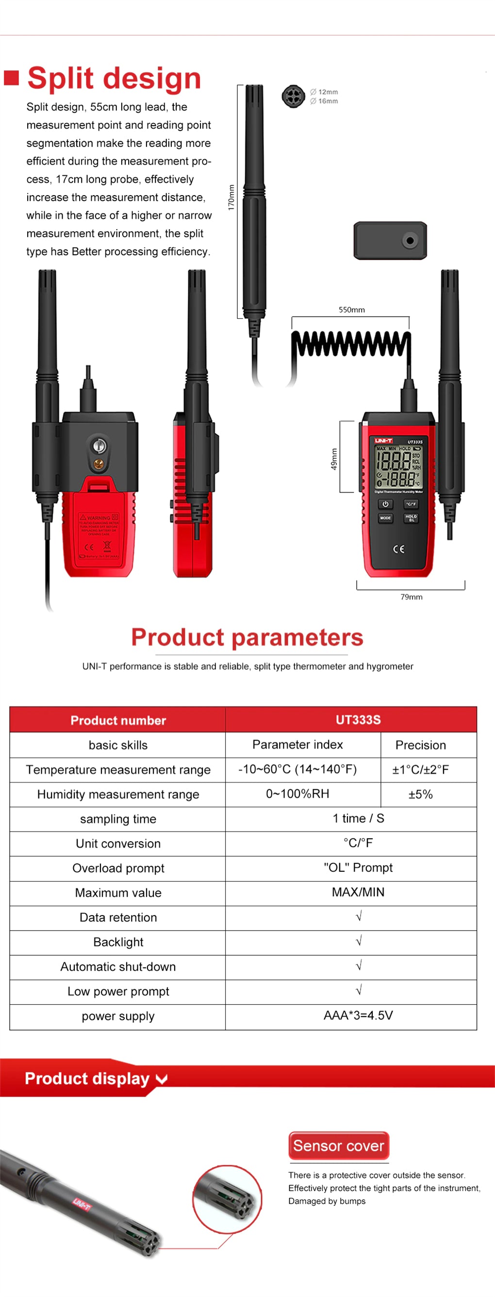 UNI-T Mini Temperature Humidity Meter Outdoor Hygrometer; ECVV SA