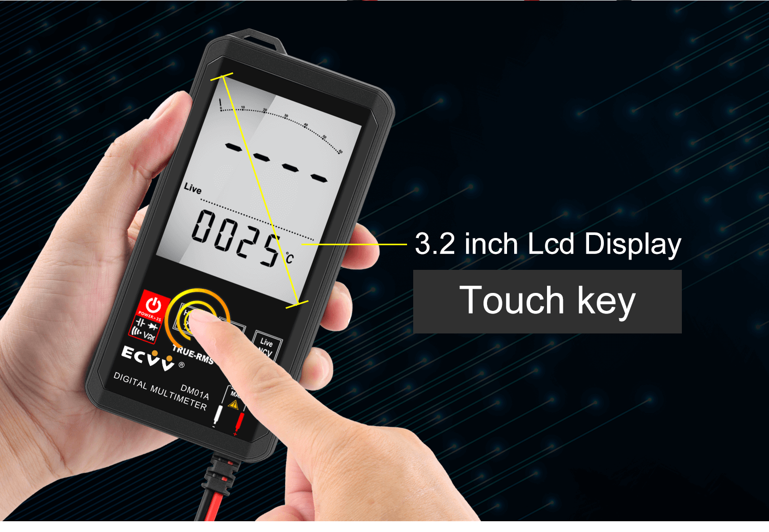 ECVV Touch Screen Auto Recognition NCV Handheld Digital Multimeter DM01A - 2