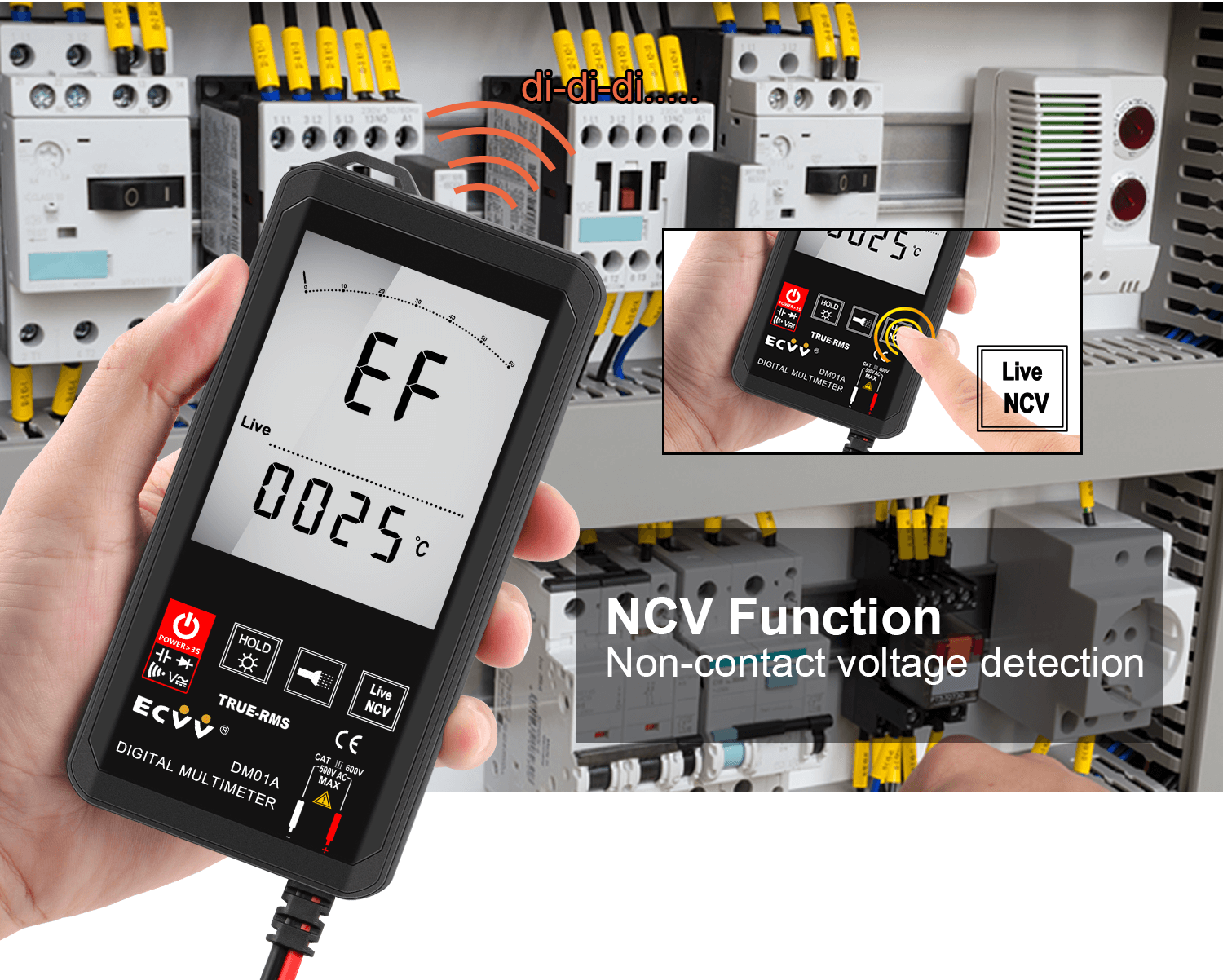 ECVV Touch Screen Auto Recognition NCV Handheld Digital Multimeter DM01A - 9