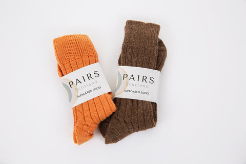 alpaca-bed-socks-rust-orange-earthy-brown-pairs-scotland