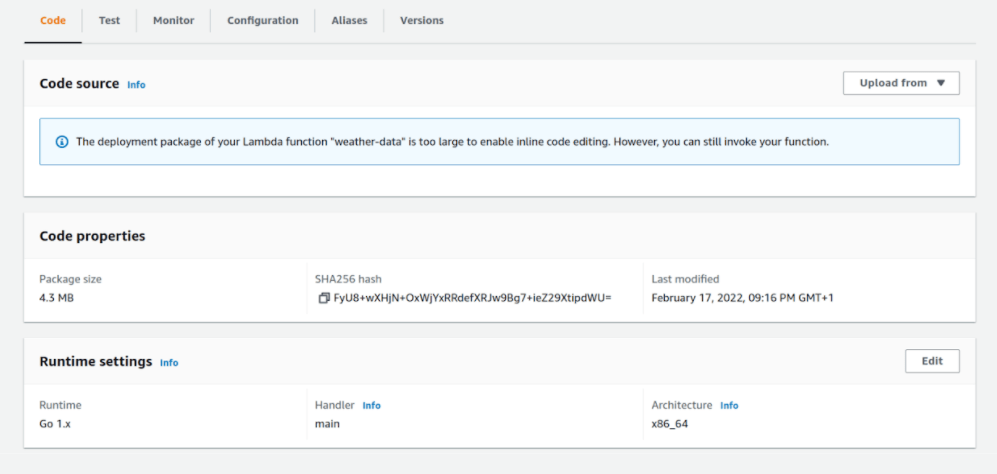 aws lambda source code weather station