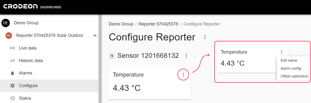 configure alarm sensor