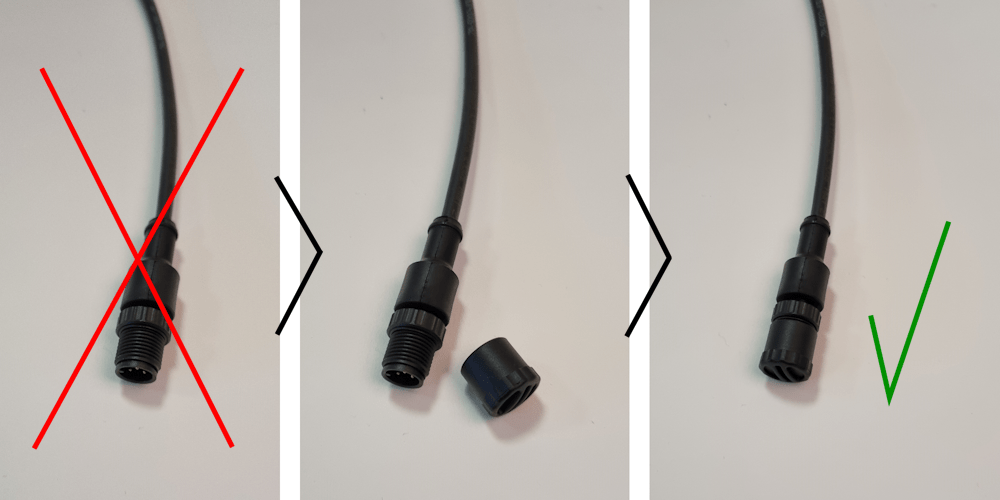 M12 connector protected with dust cap